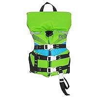 Childs Nylon Life Jacket with Collar, Lime (32-55lbs)