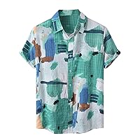 Men Hawaiian Cool Oversize Lightweight Shirts Men's Fashion Casual Print Hawaii Vacation Short-Sleeved Shirt