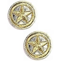 Kleenplus 2pcs. Mini Gold Star Pretty Sew Iron on Patch Embroidered Applique Craft Handmade Clothes Dress Plant Hat Jean Sticker Fashion Patches Decorative Repair