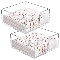 Rubtlamp 2 Pack Napkin Holder, Clear Acrylic Napkin Holder, 5.5x5.5x2.5 Inch Square Cocktail Napkin Holder, Plastic Napkin Holder Great for Table Bathroom,Kitchen, Parties and Dinners for Mothers Day