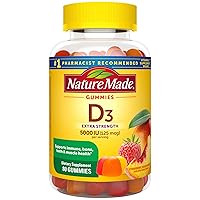Extra Strength Vitamin D3 5000 IU (125 mcg) per serving, Dietary Supplement for Bone, Teeth, Muscle and Immune Health Support, 80 Gummies, 40 Day Supply, 80 Count (Pack of 1)
