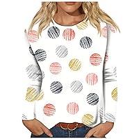 Fall Long Sleeve Shirts for Women Fashion Crewneck Long Sleeve Pullover Loose Tunic Tops Printed Tees Casual Blouses