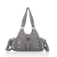 Angel Kiss Purses for Women Small Hobo Shoulder Bags Vagen Leather Multi-Pocket Tote Bag with Zipper