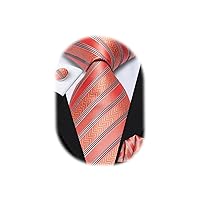 Hi-Tie Silk Ties for Men Jacquard Woven Necktie with Pocket Square Cufflinks for Wedding Business