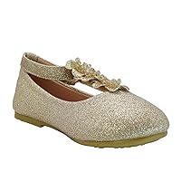 Toddler/Little Kid/Big Kid T-Strap Mary Jane Bow Flat Shoes Shiny Glitter Dress Ballet Girls