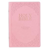KJV Holy Bible, Giant Print Full-Size, Pink Faux Leather w/Ribbon Marker, Red Letter, Thumb Index, King James Version KJV Holy Bible, Giant Print Full-Size, Pink Faux Leather w/Ribbon Marker, Red Letter, Thumb Index, King James Version