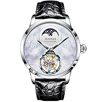 S429.01 Tourbillon Master MoonPhase Seagull ST8235 Movement Sapphire Crystal Men's Business Luxury Mechanical Watch 1963 Silver, silver, Strap.