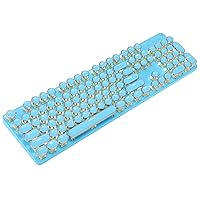 Typewriter Mechanical Keyboard Blue Switch RGB Backlit Punk Round Keycap 104 Keys Retro Gaming Keyboard Wired (104keys Blue (Round keycaps))