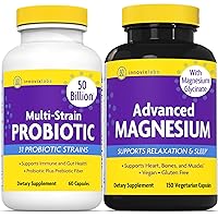 InnovixLabs Probiotic & Magnesium Bundle Multi-Strain Probiotic (60 Time-Release Capsules) Advanced Magnesium (150 Time-Release Capsules). Helps Support Immune and Gut Health. *