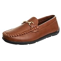 Josmo Boys Moccasin Driving Loafers – Casual Dress Penny Slip On Boat Shoes Black Brown Navy (Toddler-Little-Big Kid) (Size 5 Toddler- Size 4 Big Kid)