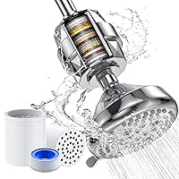Shower Head and 20 Stage Shower Filter, High Pressure 5 Spray Settings Filtered Showerhead with 3 Replaceable Filter Cartridges for Removing Chlorine Fluoride, Polished Chrome
