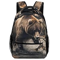 Bear Fishing Backpack Casual Daypack Lightweight Travel Bag Work Bag Laptop Bag Business Backpack for Adult