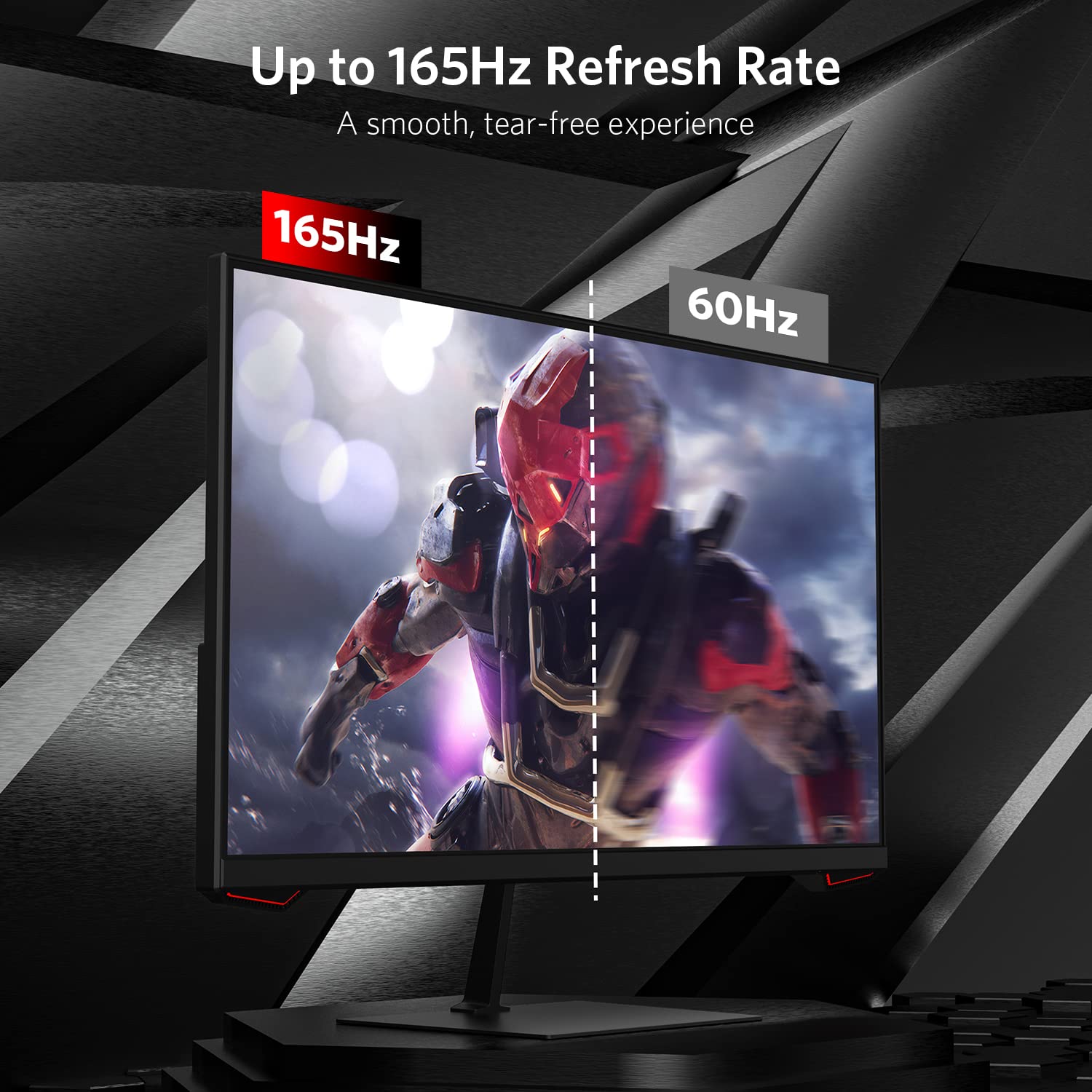 Fiodio 24” Gaming Monitor, with 165Hz Refresh Rate, 1920 * 1080P Full HD, Adaptive Sync, MPRT 1ms, HDMI and DP Inputs (DP Cable Included), Flat, Black (24H2G)
