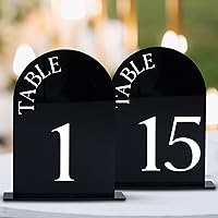 Table Numbers- Wedding Table Numbers (5” x 7”) Table Numbers 1-15 w/stands- Double-Sided Acrylic Table Numbers- Perfect Table Numbers for Wedding Reception-Black Table Numbers-Wedding Centerpieces