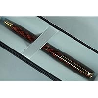 Sheaffer Rare Made in the USA Signature Slim Classic Fashion criss-cross Tartan plaid Red wood Barrel and cap, and gold plated Ballpoint Pen.