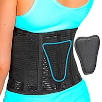 Back Brace for Lower Back Pain Relief 6 ribs Belt with Lumbar Pad Support for Men/Women Light Thin Orthopedic Rigid Adjustable Brace Herniated Disc - Circumference 32 – 39