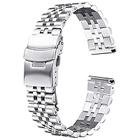 Men's Watchbands Stainless Steel Watch Bracelet Strap 20mm 22mm 24mm Women Men Silver Solid Metal Watch Band Strap Accessories (Band Color : Silver, Band Width : 18mm)