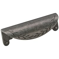 Amerock | Cabinet Cup Pull | Wrought Iron Dark | 3 inch (76 mm) Center to Center | Nature's Splendor | 1 Pack | Drawer Pull | Drawer Handle | Cabinet Hardware