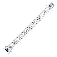 DECADENCE Sterling Silver Rhodium Round Cubic Zirconia 11.5mm Oval Link 9