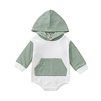 Boy Babies Girls Long Sleeve Patchwork Colour Hooded Romper Newborn Sweatshirt Bodysuits With Bodysuit Long