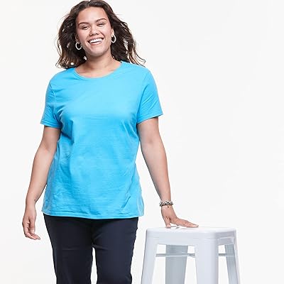 JUST MY SIZE Womens Plus-Size Short Sleeve Crew Neck Tee