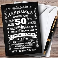 Vintage Chalkboard Style Black And White 50Th Birthday Party Personalized Inv...
