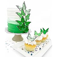 Edible Butterflies Ombre Monarchs Made in the USA Premium Crafted - Cake and Cupcake Toppers, Decoration (green)