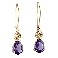 Amethyst Pear Shape Gemstone Jewelry 10K, 14K, 18K Rose Gold Drop Dangle Earrings For Women/Girls