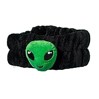 The Crème Shop 3D Teddy Headyband™ - Plush SPA Headband with Stretchy Elastic Band for Comfortable Fit - Ideal for Hair Control during Beauty and Skincare Routines (Alien)