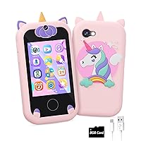 Kids Smart Phone for Girls Unicorns Gifts for Girls Toys 8-10 Years Old Phone Touchscreen Learning Toy Christmas Birthday Gifts for 3 4 5 6 7 8 9 Year Old Girls with 8G SD Card