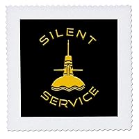 3dRose 6x6 inch Quilt Square, Nuclear Submarine Silhouette Silent Service Text