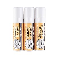 Goat Milk Skincare Milk & Honey Holiday Lip Balm Gift Set - Beeswax, Shea Butter & Coconut Oil Lip Care Products Made in The USA - Cruelty Free Lip Moisturizer For Chapped Lips, 0.28oz 3 Pack