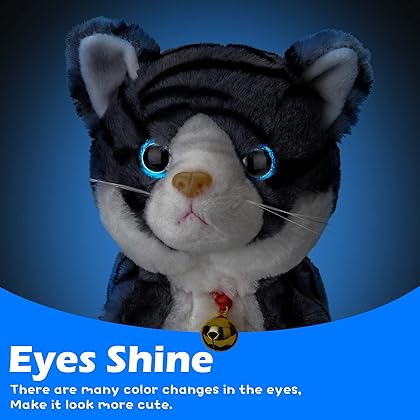 Smalody Interactive Electronic Plush Toy - Upgrade with LED Light Eyes Animated Sound Control Electronic Pet, Robot Cat Kitten Toys Gifts for Boys & Girls Kids Birthday Christmas (Gray)