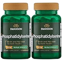 Swanson Phosphatidylserine Memory Brain and Cognitive Health Support Phospholipid Triple-Strength Complex Supplement 300 mg 30 Capsules (2 Pack)