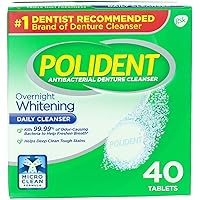 Polident Overnight Whitening, Antibacterial Denture Cleanser, Triple Mint Freshness 40 ea (Pack of 5)