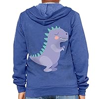 Dino Themed Kids' Full-Zip Hoodie - Cute Hooded Sweatshirt - Colorful Kids' Hoodie
