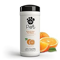 Body and Paw Pet Wipes for Dogs and Cats, 2 in 1, Infused with Aloe and Orange Oil, Soothe and Clean, Cruelty Free, Paraben Free, Made in USA