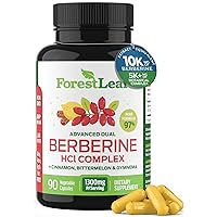 ForestLeaf Advanced Dual Berberine HCl Berberine Supplement 1300mg - 97% Tested Ultra High Potency Berberine with Ceylon Cinnamon, Bitter Melon & Gymnema (90 Count (Pack of 1))