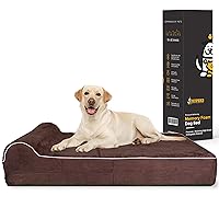 Jumbo Orthopedic - 7-inch Thick Memory Foam Pet Bed with Pillow - Removable Cover, Anti-Slip Bottom - Free Waterproof Liner Included - Sturdy Beds for Large Breed Dogs - Modern, Big