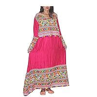 Women's Banjara Long Dress 100% Cotton Pink Color Frock Suit Maxi Indian Girl's Fashion Tunic Dress Plus Size