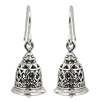 NOVICA Artisan Handmade .925 Sterling Silver Dangle Earrings Fair Trade Thailand 'Temple Bell'