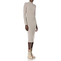 Amazon Essentials Women's Fine Rib Long-Sleeve Turtleneck Midi Dress (Previously Daily Ritual)