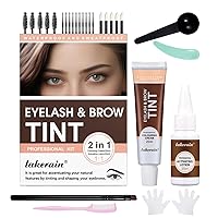 Eyebrow & Eyelash Color Kit, 26 Pcs Professional Eye Brow Eye Lash Coloring Set Lasts 6 Weeks Instant Safe Easy to Use for Salon Home (Brown)