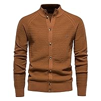 Cardigan Sweaters for Man Slim Fit Stand Collar Cardigans Casual Lightweight Button Down Sweater with Pockets