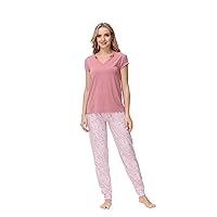 INK+IVY Women's Sleepwear Pajama Set Cap Sleeve Tee, Soft Jersey T-Shirt Loungewear with Capri Sweatpant Relaxed Fit Jogger, Sweet Paisley, Large