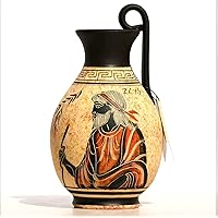 Greek Black-Figure Ceramic Vase Pot Pottery Painting King God Zeus 6.3 inches