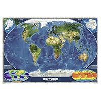 National Geographic World Satellite Wall Map (43.5 x 30.5 in) (National Geographic Reference Map)