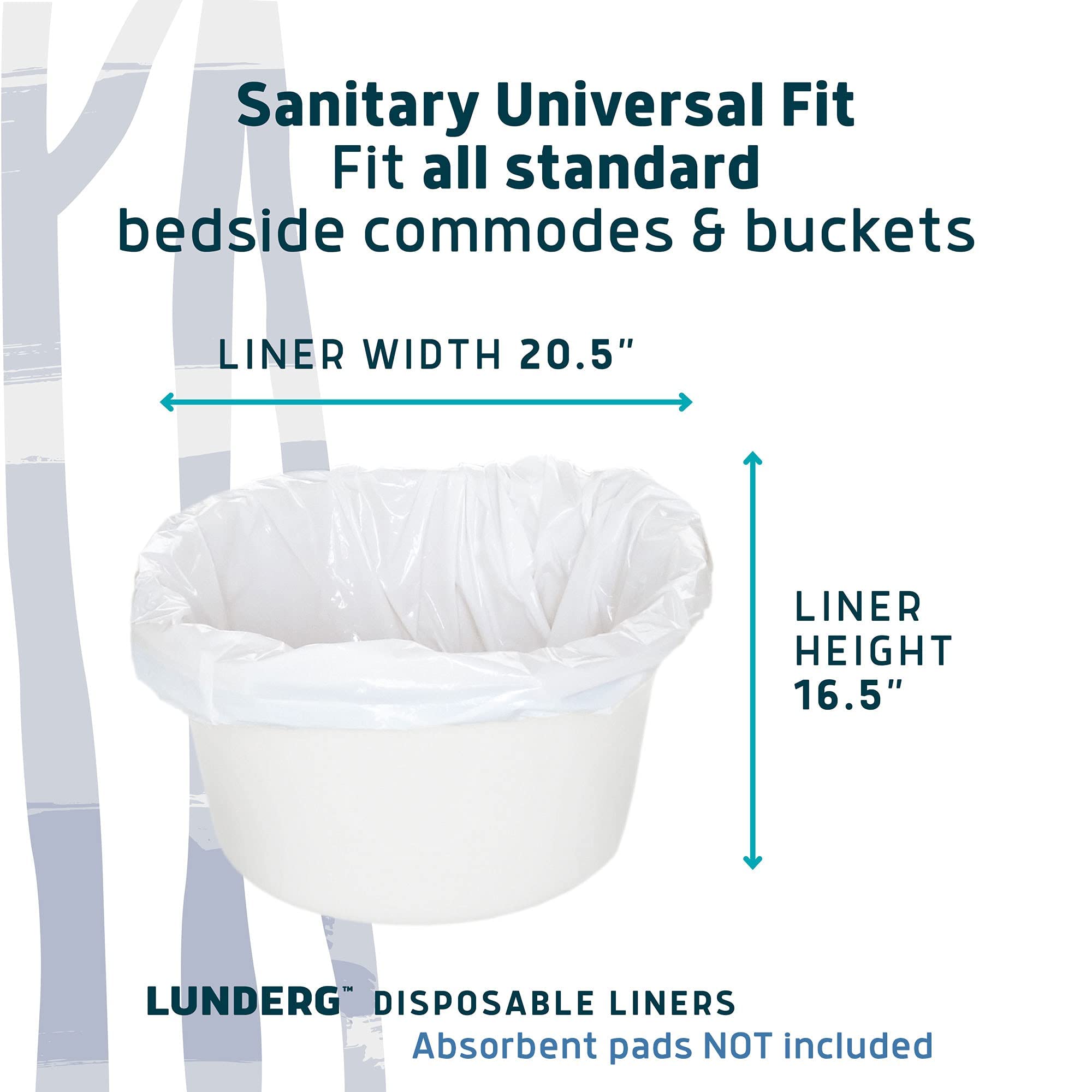 Lunderg Commode Liners - Value Pack 100 Count Universal Fit - Medical Grade Bedside Liners Disposable for Adult Commode Chair, Portable or Camping Toilet Bags