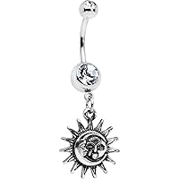 Body Candy Sun Meets Moon Celestial Dangle Belly Ring