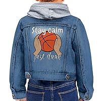 Basketball Themed Toddler Hooded Denim Jacket - Quote Jean Jacket - Cool Denim Jacket for Kids